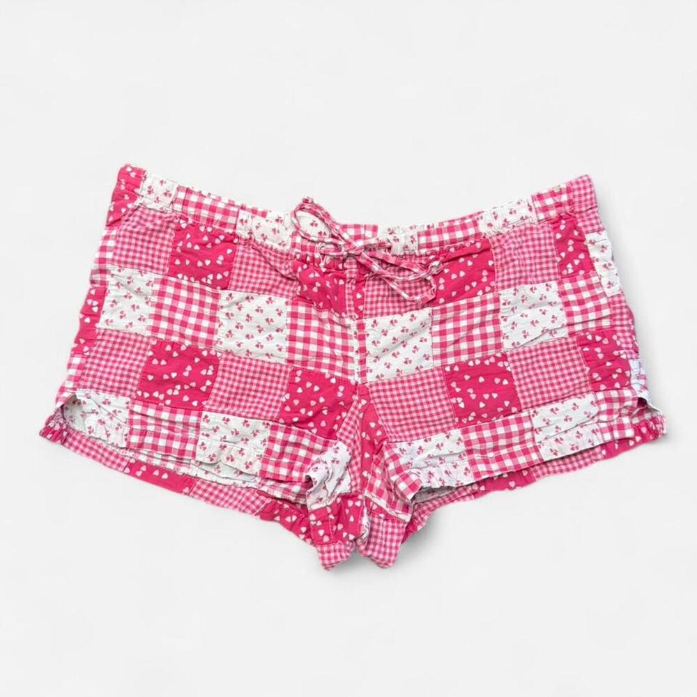 Vintage pink gingham patchwork micro shorts
